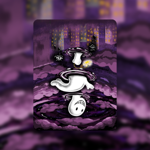 creepy cute character flipping through three portals caused by black liquid entities by antiquepeanut