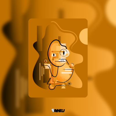 creepy cute abstract figuration character built from geometric shapes with one realistic crying eye by antiquepeanut