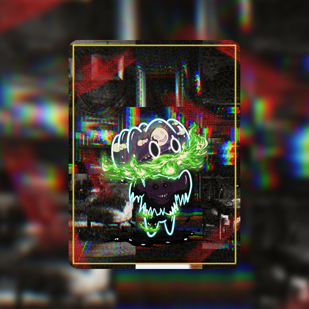 halloween digital art character with a glass head holding a graveyard under a full moon and green fire from its mouth by antiquepeanut